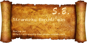 Stranszky Benjámin névjegykártya